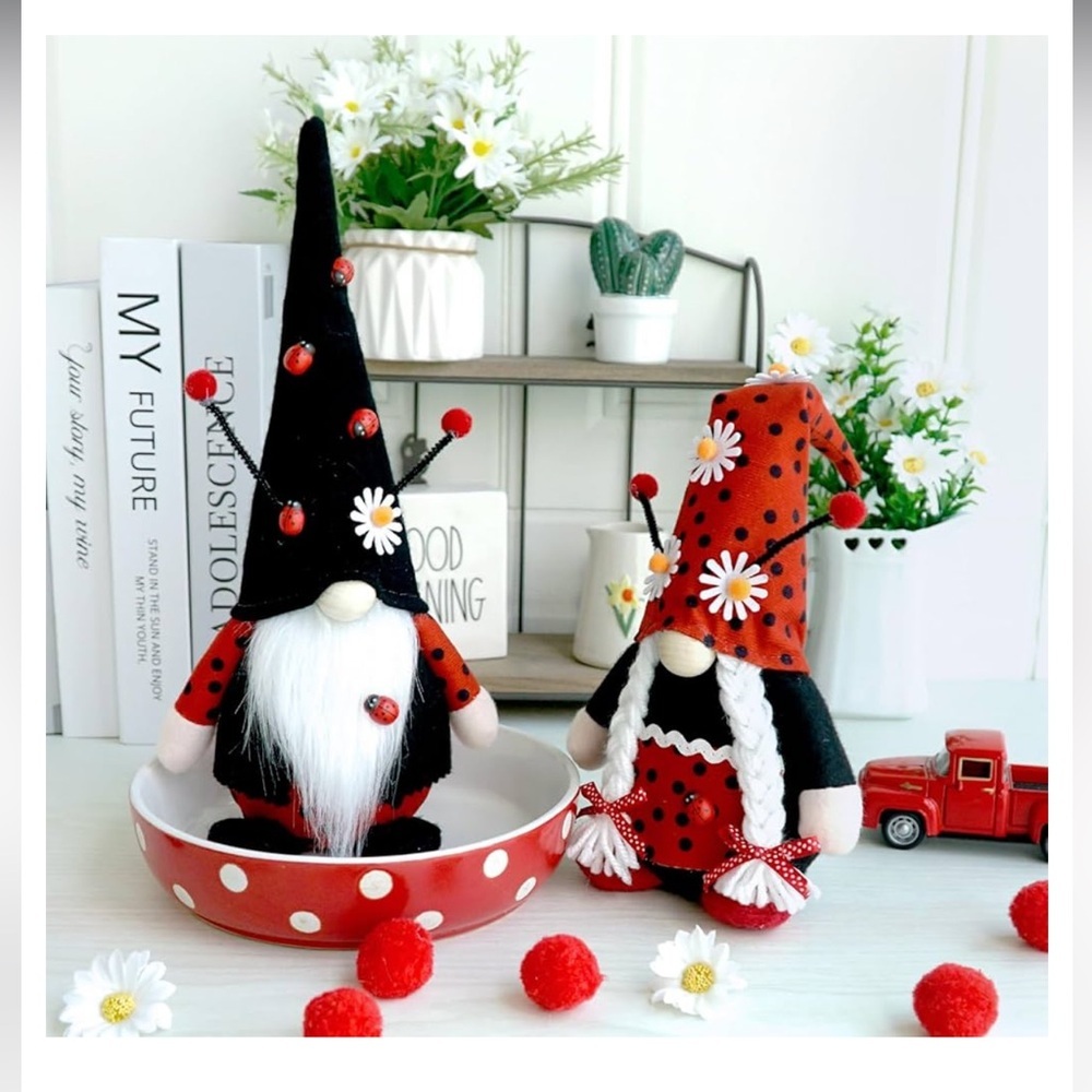 2Pack Spring Ladybug Gnomes Decorations - Picture 2 of 6